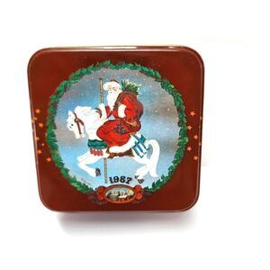 Vintage Willitt's 1987 Porcelean Christmas Ornament Carousel Horse in Tin